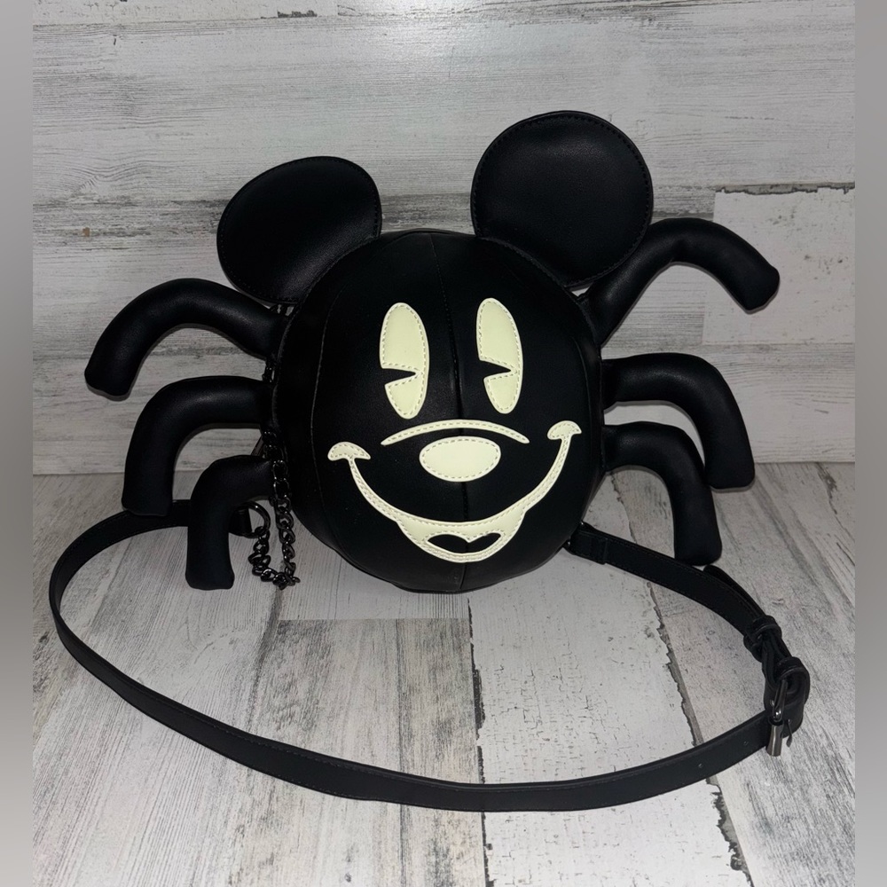 Loungefly Disney Stitch Shoppe Mickey Mouse Glow Spider Crossbody Bag Halloween